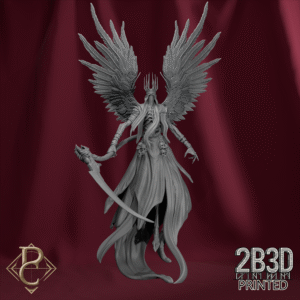 Unbased 3D render of Azarethiel, Seraph of the Final Veil — celestial reaper and guide of the dead from Parasite Collectibles and 2B3D Printed.