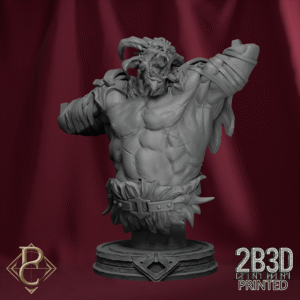 3D render of The Goater Bust on scenic base, depicting the deranged grin of the chaotic giant from Parasite Collectibles and 2B3D Printed.
