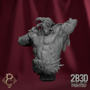 Unbased 3D render of The Goater Bust, showing the chaotic giant’s expressive head sculpt from Parasite Collectibles and 2B3D Printed.