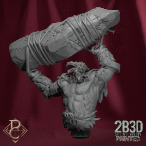 3D render of The Goater Bust with arms, emphasizing muscular detail and chaotic design, from Parasite Collectibles and 2B3D Printed.