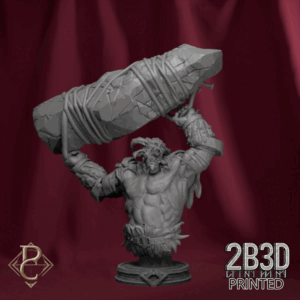 3D render of The Goater Bust, depicting the grotesque face of the colossal chaotic giant from Parasite Collectibles and 2B3D Printed.