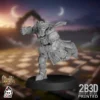 360-degree turntable view of the Chess Knights Blitzer 02, a 32mm high-detail resin fantasy football miniature by Ugni Miniatures printed by 2B3D, featuring a distinct dynamic pose and knightly armour details.