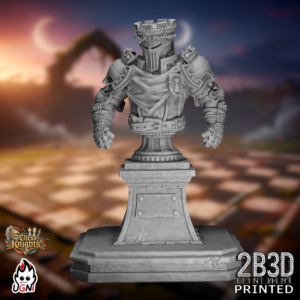 Static product image of the Chess Knights Blitzer Bust with big base, a high-detail resin bust miniature by Ugni Miniatures printed by 2B3D, mounted on a large display base for shelf presentation.