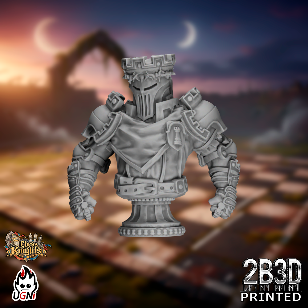 Static product image of the Chess Knights Blitzer Bust without base, a high-detail resin bust miniature by Ugni Miniatures printed by 2B3D, supplied without a base for custom display mounting.