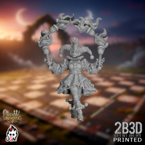 Static product image of the Chess Knights Cheerleader 03, a 32mm high-detail resin fantasy football miniature by Ugni Miniatures printed by 2B3D, completing the cheerleader trio with a unique sculpted pose.