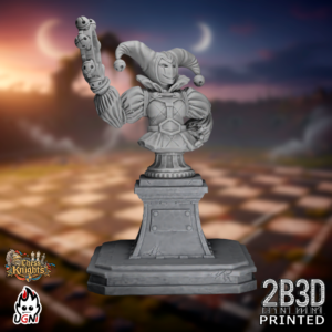 Static product image of the Chess Knights Cheerleader Bust with big base, a high-detail resin bust miniature by Ugni Miniatures printed by 2B3D, mounted on a large display base.