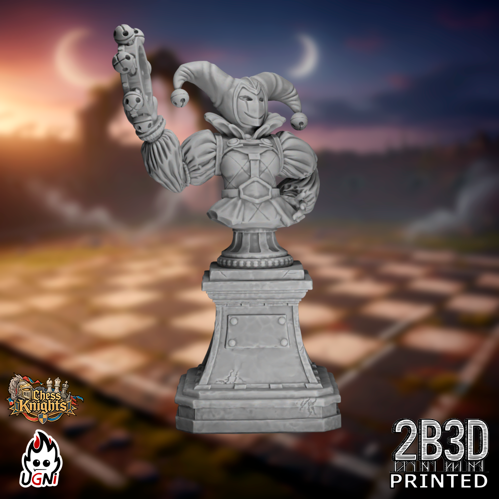 Static product image of the Chess Knights Cheerleader Bust with small base, a high-detail resin bust miniature by Ugni Miniatures printed by 2B3D, mounted on a compact display base.