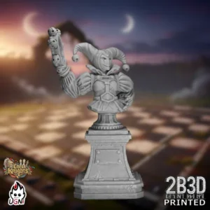 360-degree turntable view of the Chess Knights Cheerleader Bust, a high-detail resin bust miniature by Ugni Miniatures printed by 2B3D, revealing expressive facial detail and sculpted costume from every angle.