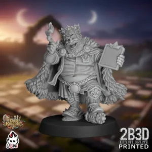 360-degree turntable view of the Chess Knights Coach, a 32mm high-detail resin fantasy football miniature by Ugni Miniatures printed by 2B3D, depicting an authoritative sideline coach figure with detailed robes and knightly attire.