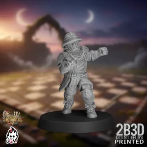 360-degree turntable view of the Chess Knights Lineman 07, a 32mm high-detail resin fantasy football miniature by Ugni Miniatures printed by 2B3D, showcasing a unique sculpted pose in knightly armour.