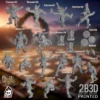 Static product image of the Chess Knights full team with extras, a complete set of 32mm high-detail resin fantasy football miniatures and accessories by Ugni Miniatures printed by 2B3D.