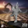 360-degree turntable view of the Chess Knights Thrower 02, a 32mm high-detail resin fantasy football miniature by Ugni Miniatures printed by 2B3D, featuring a distinct throwing stance and knightly armour details.