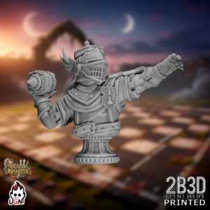 Static product image of the Chess Knights Thrower Bust without base, a high-detail resin bust miniature by Ugni Miniatures printed by 2B3D, supplied without a base for custom display mounting.